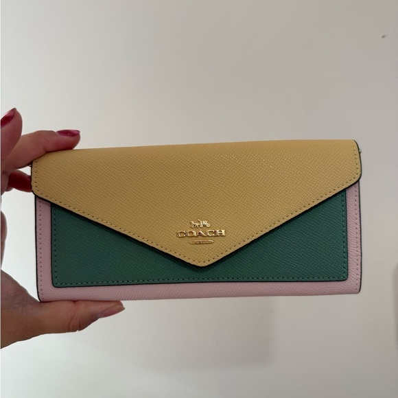 Coach Handbags - Coach Women's Tri-Color Wallet - Yellow, Green, Pink
